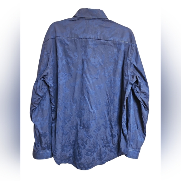 Robert Graham Navy Blue Damask Button Up Shirt Sz XL - Picture 8 of 8